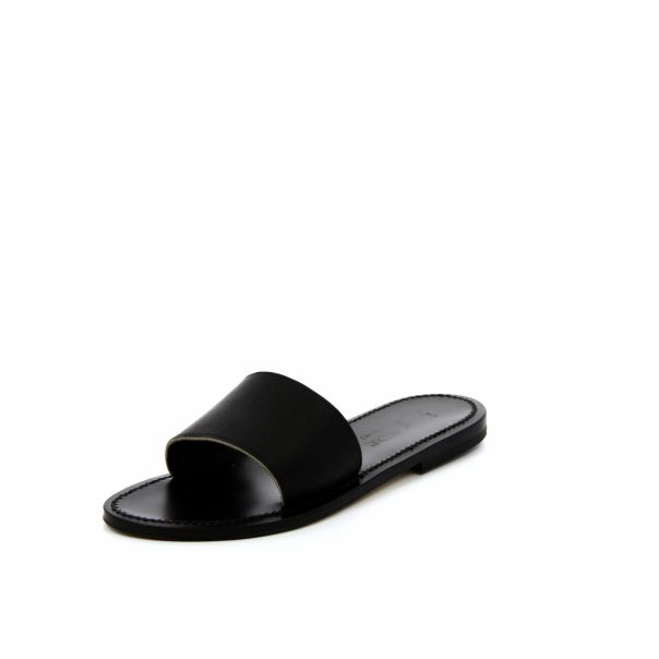 Flat Sandals Normal Woman K.jacques Pul Black Leather Anacapri Ebene  Flat Sandals