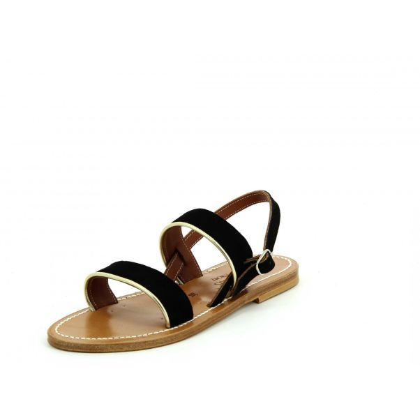 Barigoule Net  Flat Sandals Woman K.jacques Flat Sandals Flash Sale Gold Black Leathers