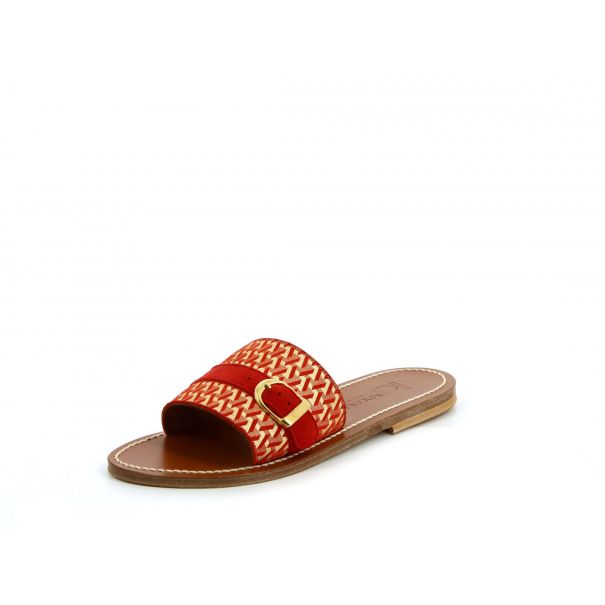 Fragola  Flat Sandals New Woman K.jacques Flat Sandals Briks Pomodoro Suede Vermeil Leathers