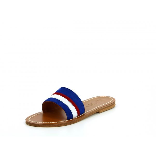 Seamless Ines  Flat Sandals Flat Sandals Suede Electric Blue Odeon White Suede Tristan Leathers Woman K.jacques