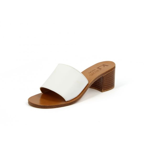 K.jacques Voucher White Odeon Leather Caprika  Stacked Heels Sandals Woman Stacked Heels Sandals