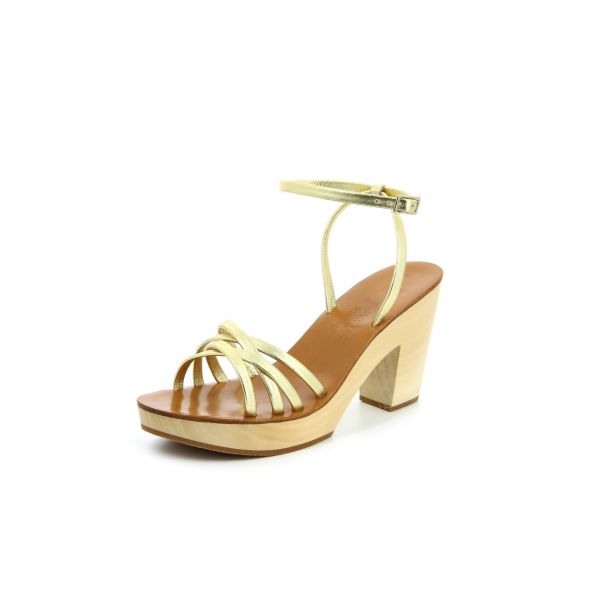 K.jacques Metallic Gold Leather Woman Refashion Madeleine  Stacked Heels Sandals Stacked Heels Sandals