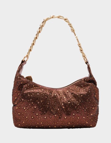 Women Betsey Johnson Handbags Brown Shine On Rhinestone Bag Brown