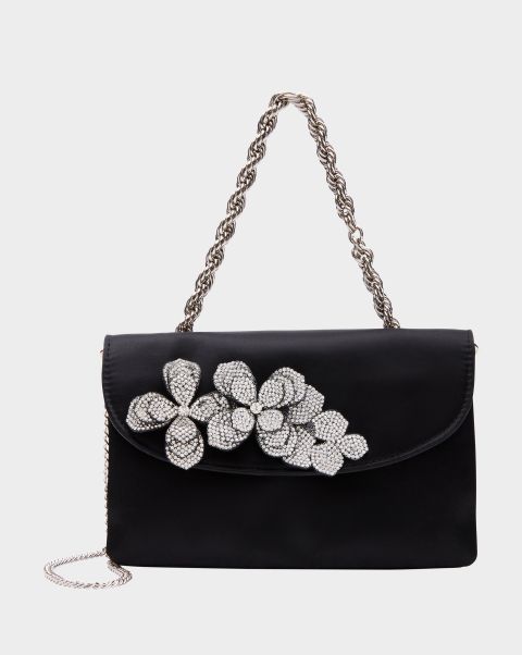 Women Rhinestone Flower Crossbody Black Black Betsey Johnson Handbags