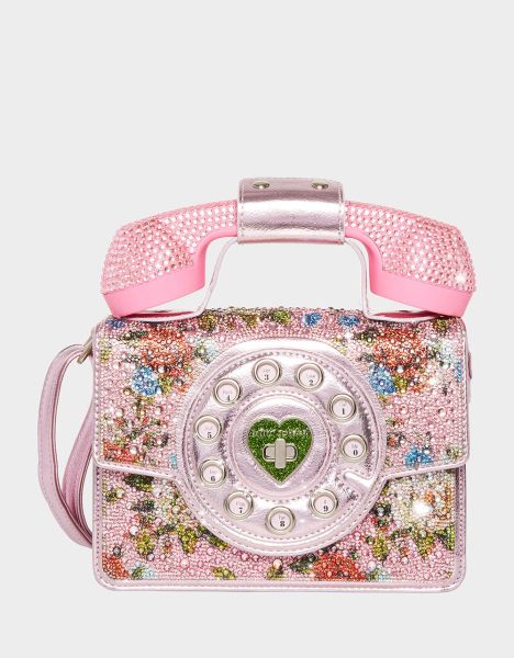 Betsey Johnson Handbags Kitsch Gimme A Ring Phone Bag Pink Pink Women