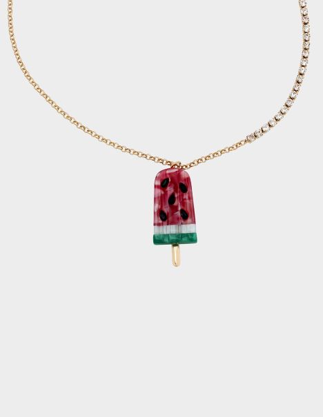 Kitsch Cookout Long Watermelon Necklace Pink Pink Betsey Johnson Women Jewelry