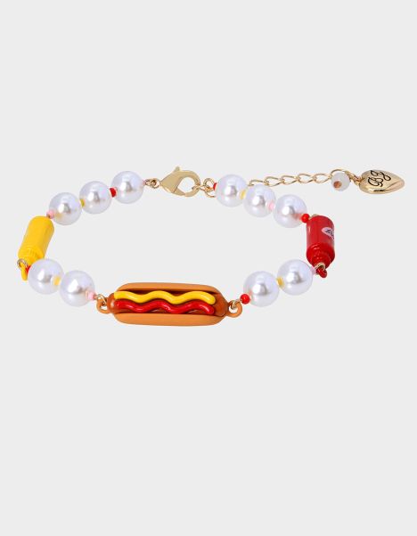Multi Betsey Johnson Women Jewelry Kitsch Cookout Hot Dog Bracelet Multi