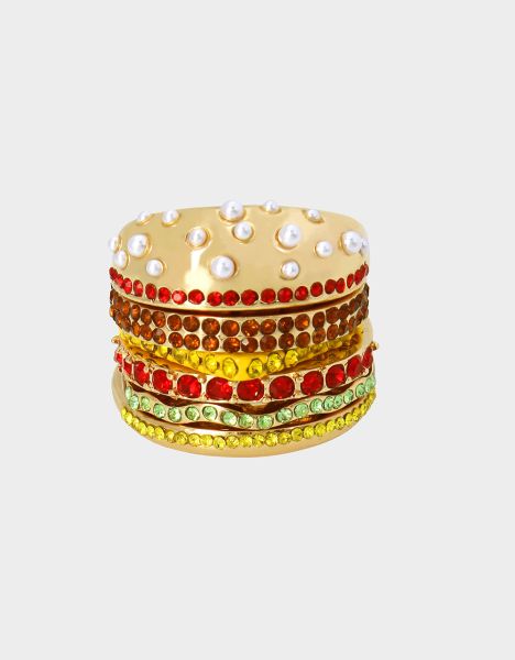 Betsey Johnson Women Kitsch Cookout Hamburger Stacked Ring Multi Multi Jewelry