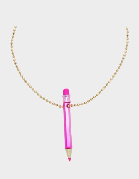 Charm School Pencil Pendant Pink Pink Betsey Johnson Women Jewelry