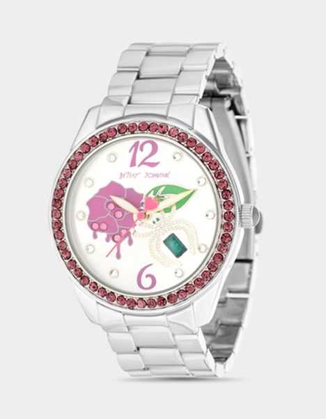 Betsey Johnson Silver Women Jewelry Betsey Time Garden Charms Watch Silver