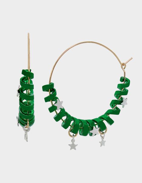 Betseys Holiday Coil Hoop Earrings Green Women Jewelry Betsey Johnson Green