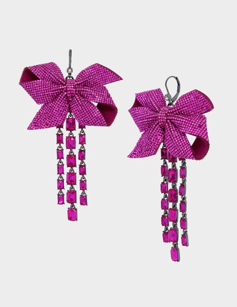 Jewelry Women Betseys Bows Crystal Drop Earrings Pink Betsey Johnson Pink