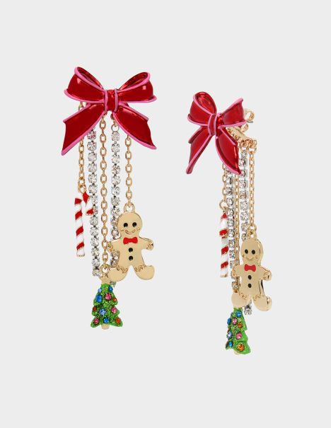 Red Jewelry Betseys Holiday Candy Cane Drop Earrngs Red Betsey Johnson Women