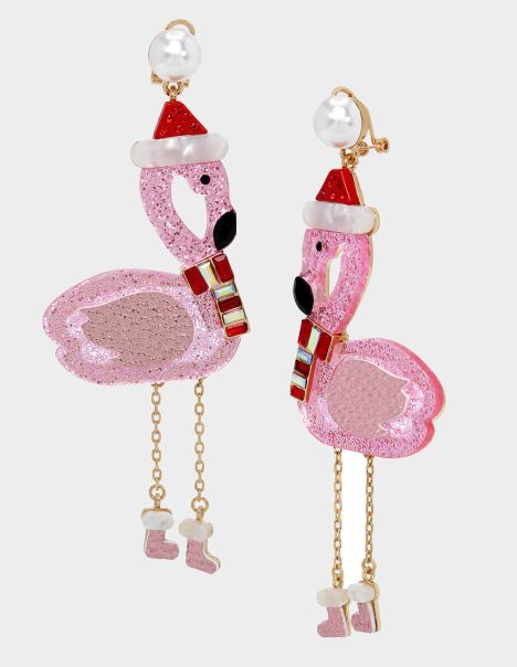 Betseys Holiday Flamingo Drop Earrings Pink Pink Betsey Johnson Jewelry Women