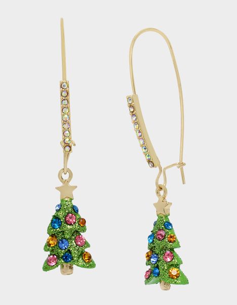 Green Betsey Johnson Jewelry Women Betseys Holiday Tree Hook Earrings Green