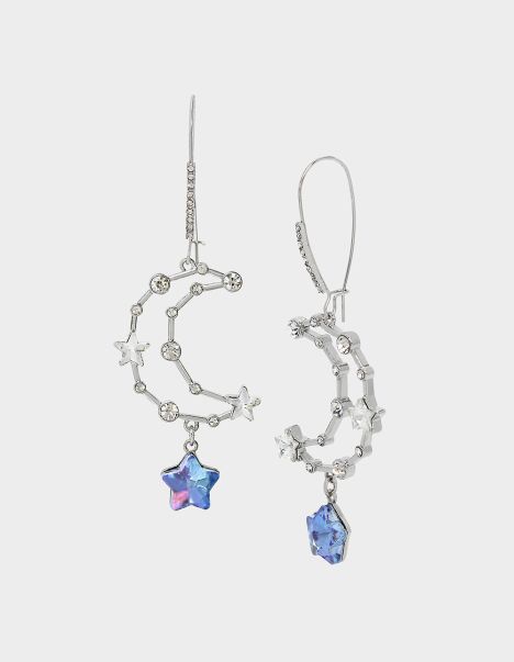 Blue Jewelry Betsey Johnson Women Shine Bright Moon Hook Earrings Blue
