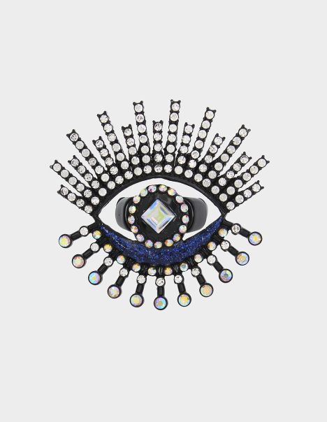 Betsey Johnson Blue Jewelry Women Shine Bright Eye Stretch Ring Blue