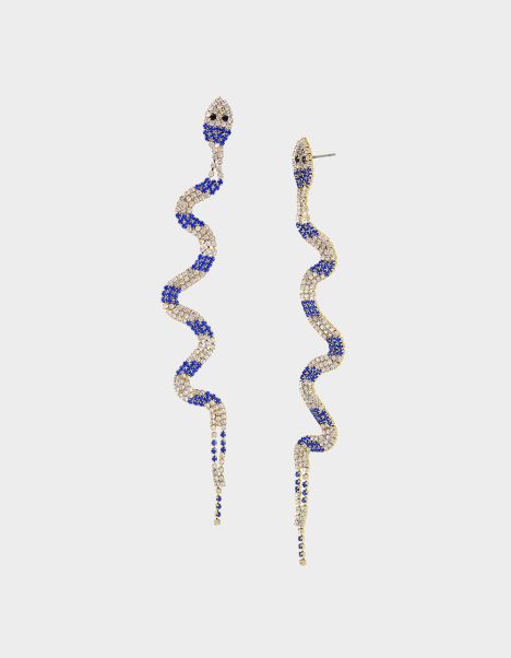 Blue Women Betsey Johnson Jewelry Shine Bright Snake Drop Earrings Blue