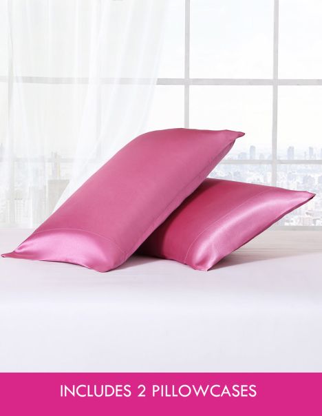 Women Betseys Solid Satin Standard Pillowcase Pink Home Betsey Johnson Pink