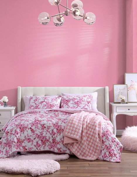 Betseys Floral Vineyard Twin Quilt Sham Set Pink Women Betsey Johnson Home Pink